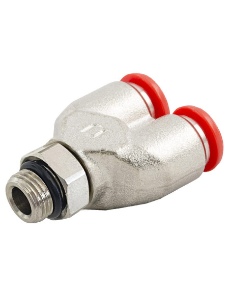 Trójnik pneumatyczny obrotowy wtykowy typu Y, G 1/8 GZ do węża fi 8 mm, mosiądz niklowany | Pneumatyka | Eshop Dopak | Wszystko 