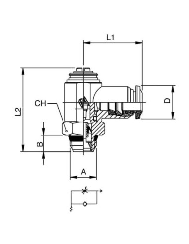 Zawór dławiąco-zwrotny wtykowy do siłownika G 1/8 GZ do węża fi 8 mm, mosiądz niklowany | Hydraulika | Eshop Dopak | Wszystko dl
