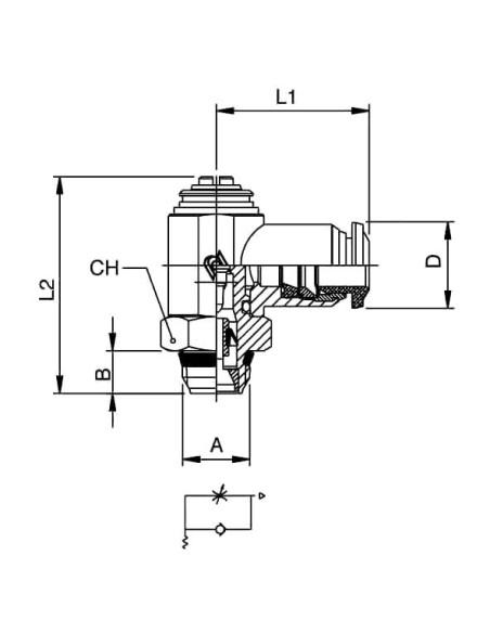 Zawór dławiąco-zwrotny wtykowy do siłownika G 1/8 GZ do węża fi 8 mm, mosiądz niklowany | Hydraulika | Eshop Dopak | Wszystko dl