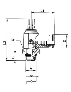 Zawór dławiąco-zwrotny, ręczny do siłownika G 1/8 GZ do węża fi 4 mm, mosiądz niklowany | Hydraulika | Eshop Dopak | Wszystko dl 2