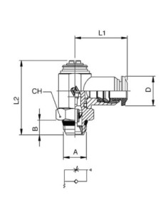 Zawór dławiąco-zwrotny wtykowy do zaworów G 3/8 GZ do węża fi 10 mm, mosiądz niklowany | Hydraulika | Eshop Dopak | Wszystko dla 2