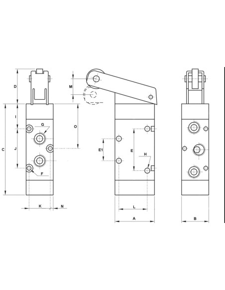 Zawór rozdzielający mechaniczny 5/2 G 1/8 monostabilny z rolką, AZ Pneumatica | Pneumatyka | Eshop Dopak | Wszystko dla Przemysł