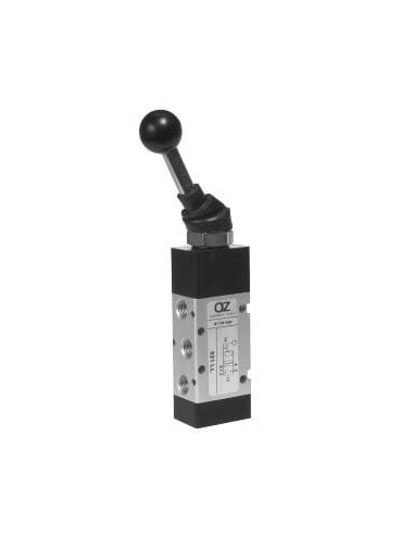 Zawór rozdzielający pneumatyczny ręczny 5/2 G 1/4 bistabilny, bez sprężyny, dźwignia, AZ Pneumatica | Pneumatyka | Eshop Dopak |