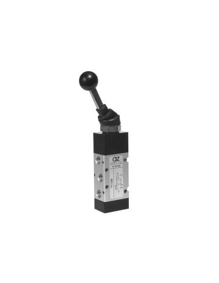 Zawór rozdzielający pneumatyczny ręczny 5/2 G 1/4 bistabilny, bez sprężyny, dźwignia, AZ Pneumatica | Pneumatyka | Eshop Dopak |