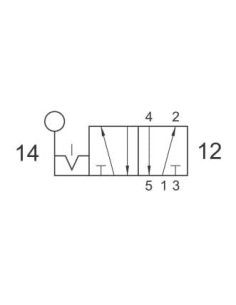 Zawór rozdzielający pneumatyczny ręczny 5/2 G 1/4 bistabilny, bez sprężyny, dźwignia, AZ Pneumatica | Pneumatyka | Eshop Dopak | 2