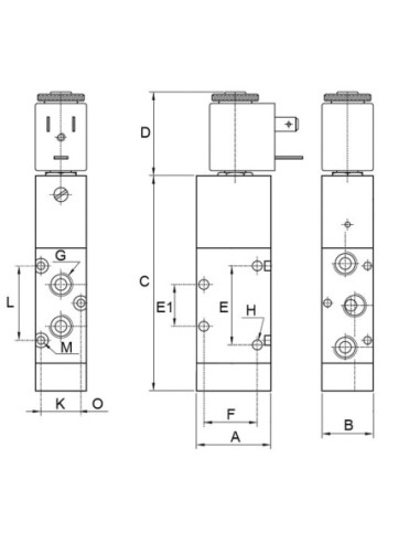 Elektrozawór pneumatyczny rozdzielający 5/2 G 3/8 monostabilny (sprężyna mechaniczna), AZ Pneumatica | Pneumatyka | Eshop Dopak 