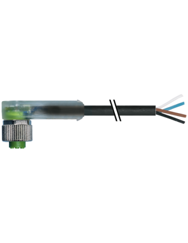 Konektor M12 żeński, katowy z LED z wolnym kablem 7000-12421-6540500 | Przewody i Złącza | Eshop Dopak | Wszystko dla Przemysłu