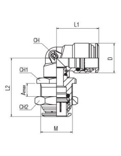 Złączka pneumatyczna wtykowa grodziowa kątowa M23x1 do węża fi 14 mm, mosiądz niklowany | Pneumatyka | Eshop Dopak | Wszystko dl 2