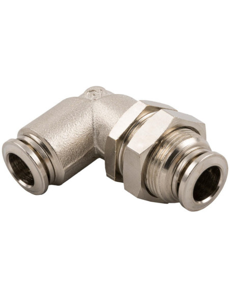 Złączka pneumatyczna wtykowa grodziowa kątowa M14x1 do węża fi 6 mm, mosiądz niklowany | Pneumatyka | Eshop Dopak | Wszystko dla