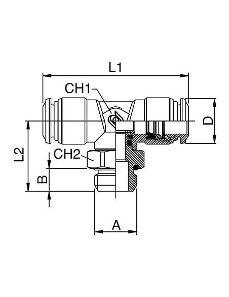 Trójnik pneumatyczny wtykowy obrotowy typu T, G 1/4 GZ do węża fi 8 mm, mosiądz niklowany | Pneumatyka | Eshop Dopak | Wszystko 