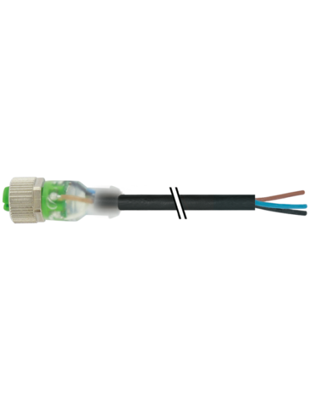 Konektor M12 żeński, prosty z LED z wolnym kablem 7000-12261-6331000 | Przewody i Złącza | Eshop Dopak | Wszystko dla Przemysłu