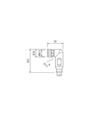 Złącze żeńskie M8 90° na kabel, ekranowane 7000-08801-2010750 | Przewody i Złącza | Eshop Dopak | Wszystko dla Przemysłu