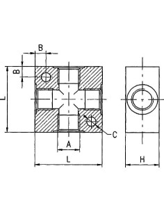 Czwórnik gwintowany typu kostka WWWW 4 x G 1/8 GW, aluminium | Hydraulika | Eshop Dopak | Wszystko dla Przemysłu 2