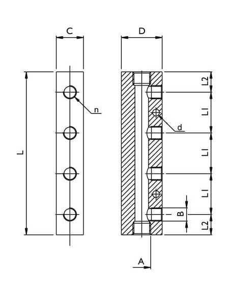 Listwa rozdzielająca gwintowana aluminiowa, kolektor 2 x G 1/2 GW - 2 x G 3/8 GW | Hydraulika | Eshop Dopak | Wszystko dla Przem