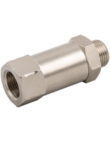Zawór zwrotny gwintowany G 1/4 GZ - G 1/4 GW, PN8 mosiądz niklowany, NBR, ciśnienie otwarcia 0,2 bar | Hydraulika | Eshop Dopak 