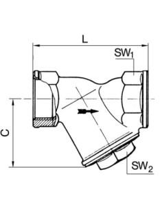 Filtr siatkowy skośny gwintowany G 2 GW, PN40 nierdzewny stal 316, oczko 0,6 mm | Filtry | Eshop Dopak |Wszystko dla Przemysłu 2