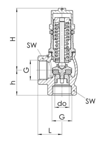 Zawór upustowy kątowy do wody DN15 G 1/2 GW, regulacja 2-12 bar, gwintowany, brąz | Hydraulika | Eshop Dopak | Wszystko dla Prze