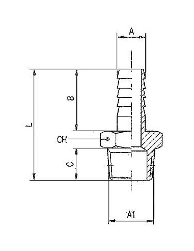 Króciec gwintowany nierdzewny choinka do węża fi 6 mm R 1/8 GZ , stal kwasoodporna 316L | Hydraulika | Eshop Dopak | Wszystko dl