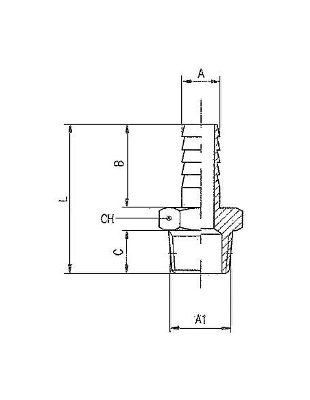 Króciec gwintowany nierdzewny choinka do węża fi 6 mm R 1/8 GZ , stal kwasoodporna 316L | Hydraulika | Eshop Dopak | Wszystko dl