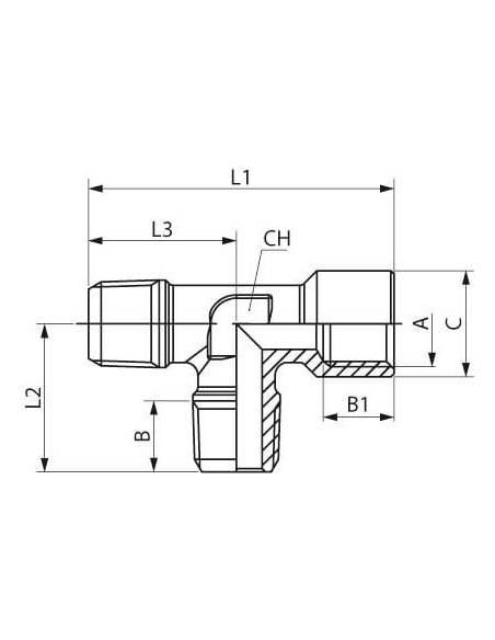 Trójnik gwintowany ZZW 2 x G 1/2 GZ - G 1/2 GW, stal nierdzewna 316L | Hydraulika | Eshop Dopak | Wszystko dla Przemysłu