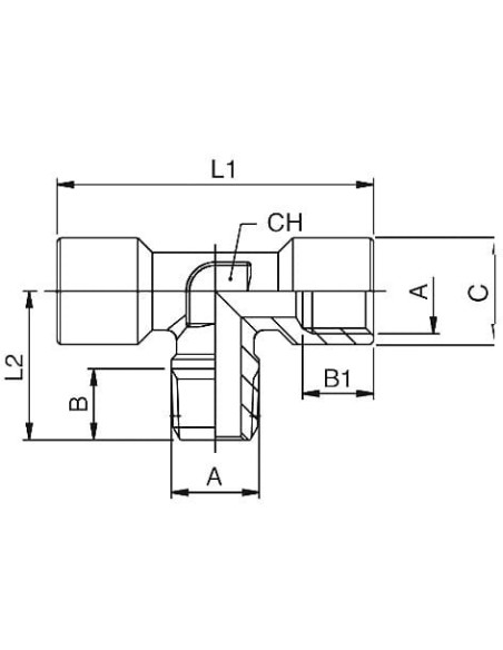 Trójnik gwintowany typu T WZW 2 x G 1/2 GW - G 1/2 GZ, stal 316L | Hydraulika | Eshop Dopak | Wszystko dla Przemysłu