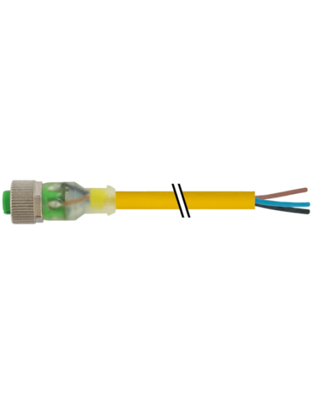 Konektor M12 żeński, prosty, z LED z wolnym kablem 7000-12261-0331000 | Przewody i Złącza | Eshop Dopak | Wszystko dla Przemysłu