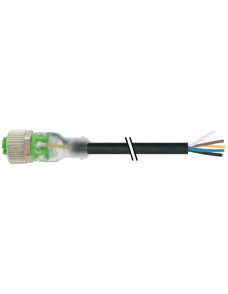 Konektor M12 żeński, prosty, z LED, z wolym kablem kablowym 7000-12251-6150500 | Przewody i Złącza | Eshop Dopak | Wszystko dla 