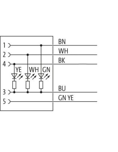 Konektor M12 żeński, prosty, z LED, z wolym kablem kablowym 7000-12251-6150500 | Przewody i Złącza | Eshop Dopak | Wszystko dla 
