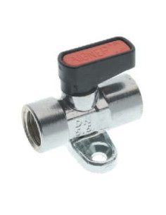 Zawór kulowy Ghilux mini gwintowany G 1/4 GW, PN20 z uchwytem montażowym, mosiądz niklowany, PTFE | Hydraulika | Eshop Dopak | W