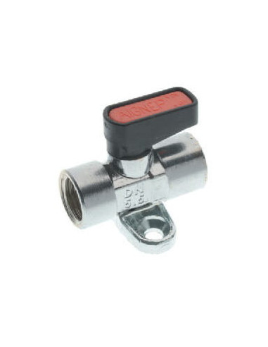 Zawór kulowy Ghilux mini gwintowany G 1/4 GW, PN20 z uchwytem montażowym, mosiądz niklowany, PTFE | Hydraulika | Eshop Dopak | W