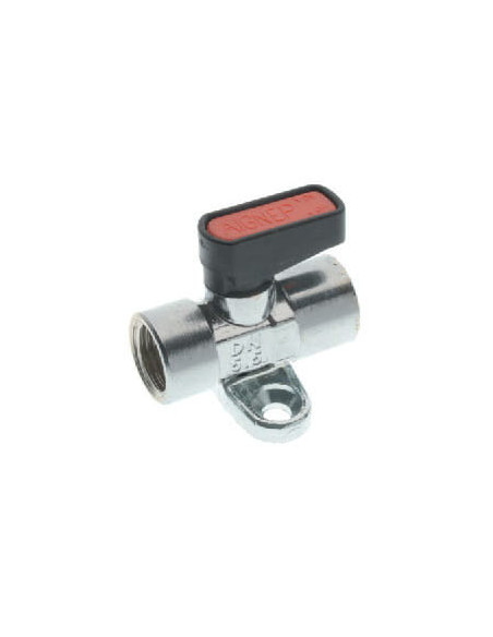 Zawór kulowy Ghilux mini gwintowany G 1/4 GW, PN20 z uchwytem montażowym, mosiądz niklowany, PTFE | Hydraulika | Eshop Dopak | W