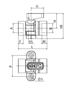 Zawór kulowy Ghilux mini gwintowany G 3/8 GW, PN20 z uchwytem montażowym, mosiądz niklowany, PTFE | Hydraulika | Eshop Dopak | W 2