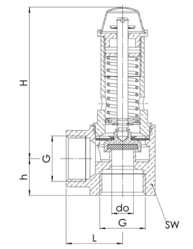 Kątowy zawór bezpieczeństwa do wody DN40, G1 1/2 Potw1,5bar | Hydraulika | Eshop Dopak | Wszystko dla Przemysłu