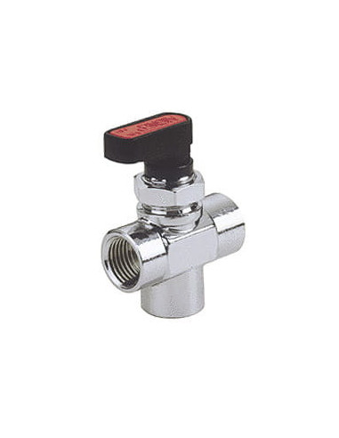 Zawór kulowy trójdrożny Ghilux mini G 1/8 GW, PN20 mosiądz niklowany kula typu L, montaż grodziowy | Hydraulika | Eshop Dopak | 