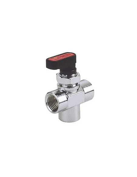 Zawór kulowy trójdrożny Ghilux mini G 3/8 GW, PN20 mosiądz niklowany kula typu L, montaż grodziowy | Hydraulika | Eshop Dopak | 