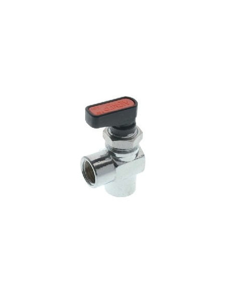 Zawór kulowy Ghilux mini kątowy gwintowany G1/4 GW PN20, mosiądz niklowany PTFE/NBR, montaż grodziowy | Hydraulika | Eshop Dopak