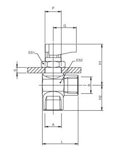 Zawór kulowy Ghilux mini kątowy gwintowany G1/4 GW PN20, mosiądz niklowany PTFE/NBR, montaż grodziowy | Hydraulika | Eshop Dopak 2