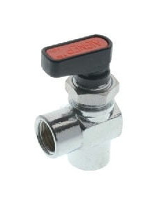 Zawór kulowy Ghilux mini kątowy gwintowany G3/8 GW PN20, mosiądz niklowany PTFE/NBR, montaż grodziowy | Hydraulika | Eshop Dopak
