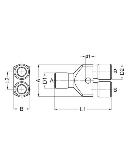 Trójnik pneumatyczny redukcyjny wtykowy typu Y do węża z fi 10 mm na 2x 8 mm