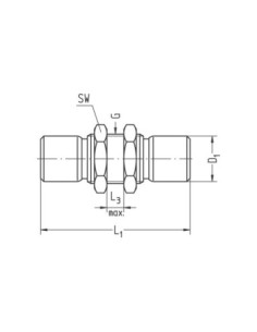 Złączka pneumatyczna wtykowa grodziowa do węża fi 16 mm, mosiądz niklowany, Eisele 2