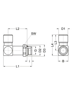 zł. kątowa obr, długa GZ1/8 pod wąż 4 (4/2) 2