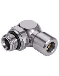 Złączka pneumatyczna wtykowa kątowa obrotowa G 1/8 GZ do węża fi 10 mm, mosiądz niklowany