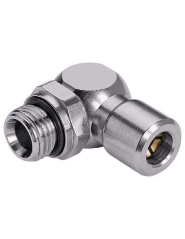Złączka pneumatyczna wtykowa kątowa obrotowa G 1/8 GZ do węża fi 10 mm, mosiądz niklowany