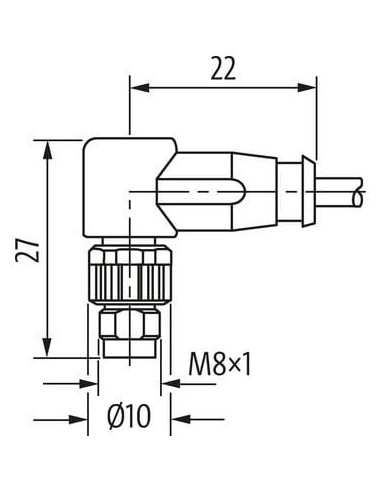 M8 męski 90° na kabel 7000-08911-6950750 | Przewody i Złącza | Eshop Dopak | Wszystko dla Przemysłu