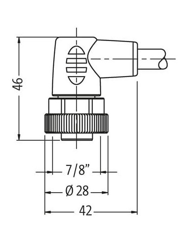 Konektor 7/8" żeński, kątowy do wolnego kabla 7000-78051-9610500 | Przewody i Złącza | Eshop Dopak | Wszystko dla Przemysłu