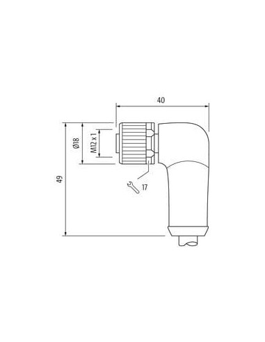 Złącze M12 Zasilanie, kodowanie L, 5-pinowe. żeńskie 90° do kabla 7000-P4231-P081500 | Przewody i Złącza | Eshop Dopak | Wszystk