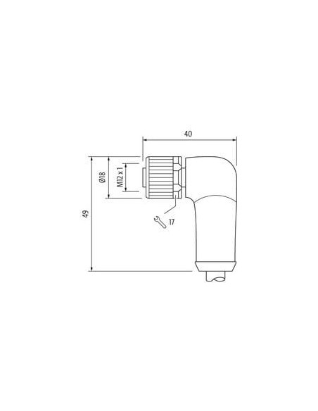 Złącze M12 Zasilanie, kodowanie L, 5-pinowe. żeńskie 90° do kabla 7000-P4231-P081500 | Przewody i Złącza | Eshop Dopak | Wszystk