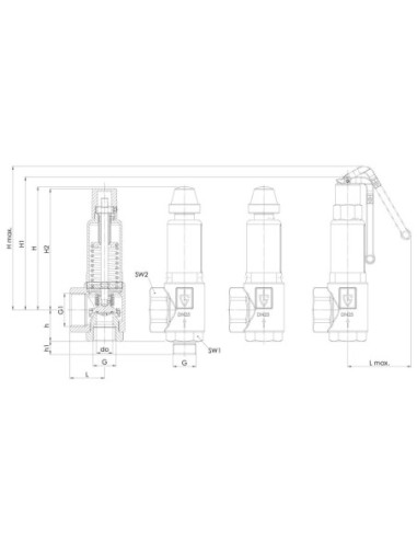 Kątowy zawór bezpieczeństwa DN15 G1/2-G1/2 Potw15 bar | Pneumatyka | Eshop Dopak | Wszystko dla Przemysłu