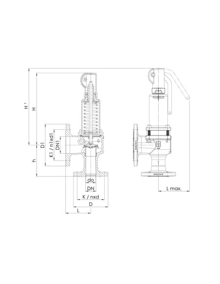 Kołnierzowy zawór bezp do wody z dźwignią DN40 Potw12bar | Hydraulika | Eshop Dopak | Wszystko dla Przemysłu