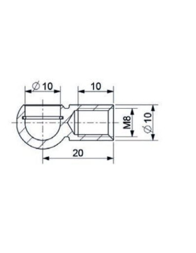 Mocowanie sprężyny gazowej z gwintem M8, INOX gniazdo fi 10 mm, długość 20 mm, do 800N | Mechanika Przemysłowa | Sklep Eshop Dop